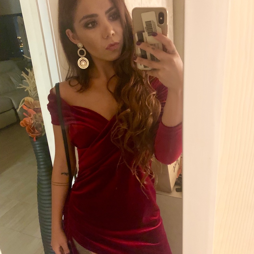 Red velvet dress